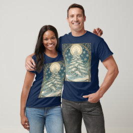 クリスマスのユールツリーに雪と星型の Tシャツ