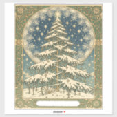 クリスマスのユールツリーの雪の結晶と星の新芸術様式 シール (シート)