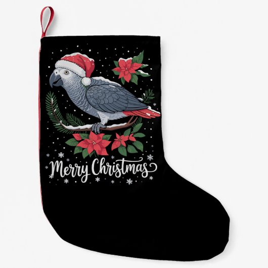 クリスマスのヨウム スモールクリスマスストッキング (正面)