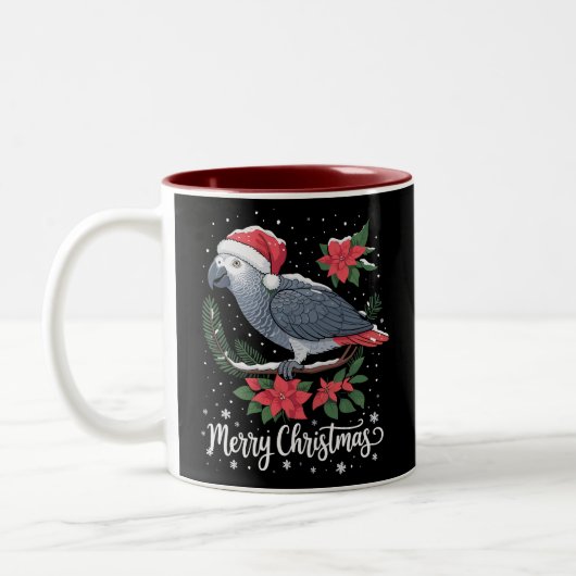 クリスマスのヨウム ツートーンマグカップ (左)