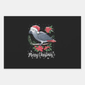 クリスマスのヨウム ラッピングペーパーシート (正面)