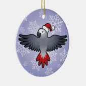 クリスマスのヨウム(中型鳥) セラミックオーナメント (右)