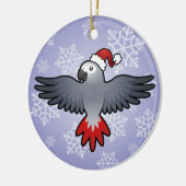 クリスマスのヨウム(中型鳥) セラミックオーナメント (左)