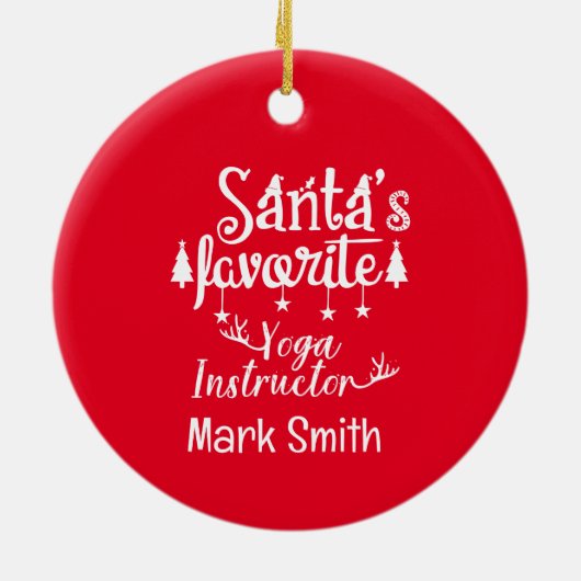 クリスマスのヨガサンお気に入りのタインストラクター セラミックオーナメント (裏面)