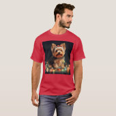 クリスマスのヨーキーの女の子 Tシャツ (正面フル)