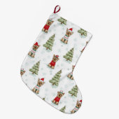 クリスマスのヨーキーズ犬 ラージクリスマスストッキング (正面 (吊り時))