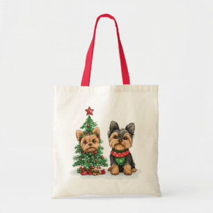 クリスマスのヨークシャテリア トートバッグ