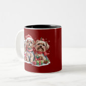 クリスマスのヨークシャーテリア犬好き ツートーンマグカップ (正面左)