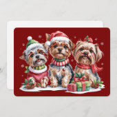 クリスマスのヨークシャーテリア犬愛好家 シーズンカード (正面/裏面)
