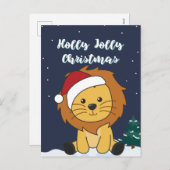 クリスマスのライオン 雪の動物 ライオンたち ホリデーシーズン P シーズンポストカード (正面/裏面)