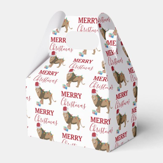 クリスマスのライオン 面白い動物のサンタ帽 フェイバーボックス (正面サイド)