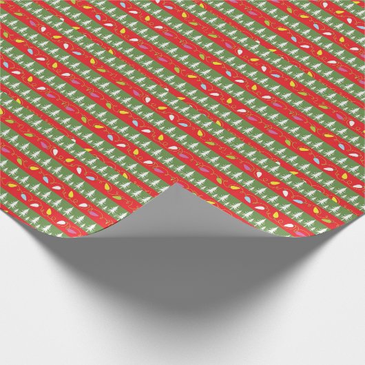クリスマスのライトとツリー ラッピングペーパー (角)