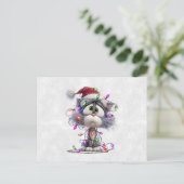 クリスマスのライトに絡まる子猫 ポストカード (スタンド正面)