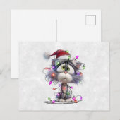 クリスマスのライトに絡まる子猫 ポストカード (正面/裏面)