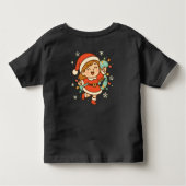 クリスマスのライトを身にまとった幸せなサンタの女の子 トドラーTシャツ (裏面)