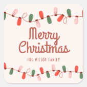 クリスマスのライトカラー陽気なクリスマスのアドレス スクエアシール (正面)