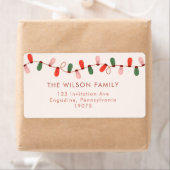 クリスマスのライトカラー陽気なクリスマスのアドレス ラベル (インサイチュ)