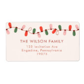 クリスマスのライトカラー陽気なクリスマスのアドレス ラベル (正面)