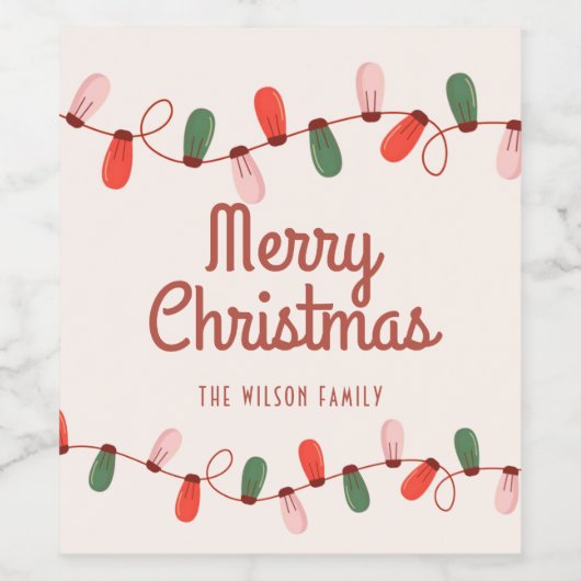 クリスマスのライトカラー陽気なクリスマスのアドレス ワインラベル (シングルラベル)