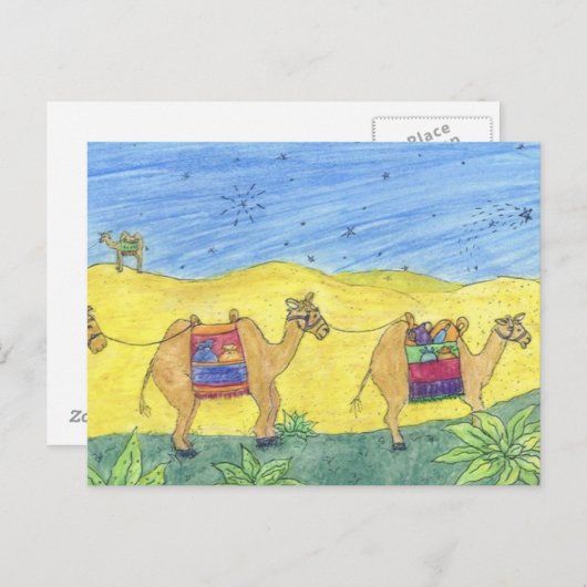クリスマスのラクダの郵便はがき シーズンポストカード (正面/裏面)