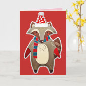 クリスマスのラクーンのグリーティングカード カード (黄色い花)