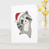 クリスマスのラクーン　雪　冬のラクーンたち カード (黄色い花)