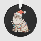クリスマスのラグドールかわいい猫サンタ帽子Xmasライト オーナメント (正面)