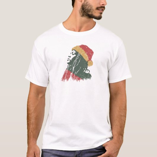 クリスマスのラスタファリアン女性 Tシャツ (正面)