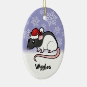 クリスマスのラット(あなたのペットネームを加えて下さい) セラミックオーナメント (右)