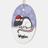 クリスマスのラット(あなたのペットネームを加えて下さい) セラミックオーナメント (左)