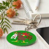 クリスマスのラッパを吹く雄鶏 キーホルダー (側面)