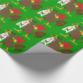 クリスマスのラッパを吹く雄鶏 ラッピングペーパー (角)
