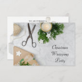 クリスマスのラッピングパーティー 招待状 (正面/裏面)