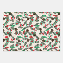 クリスマスのラッピング紙（クリーム） ラッピングペーパーシート