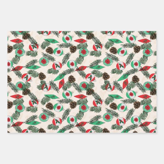 クリスマスのラッピング紙（クリーム） ラッピングペーパーシート (正面)
