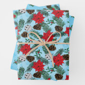 クリスマスのラッピング紙（青） ラッピングペーパーシート (インサイチュ)