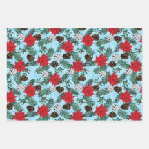 クリスマスのラッピング紙（青）