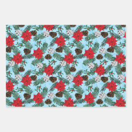 クリスマスのラッピング紙（青） ラッピングペーパーシート