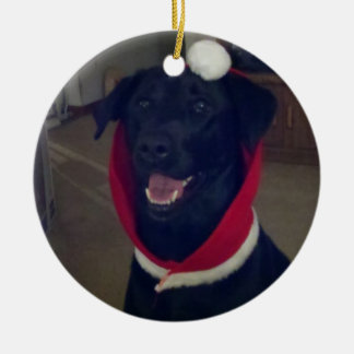 クリスマスのラブラドル・レトリーバー犬 セラミックオーナメント