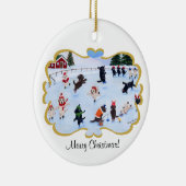 クリスマスのラブラドールのおもしろいの絵を描くこと セラミックオーナメント (右)
