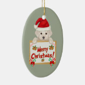 クリスマスのラブラドールの子犬! 子犬の恋人のため! セラミックオーナメント (右)