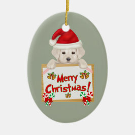 クリスマスのラブラドールの子犬! 子犬の恋人のため! セラミックオーナメント