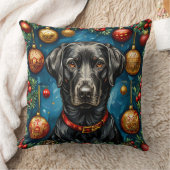 クリスマスのラブラドール犬 クッション (ブランケット)