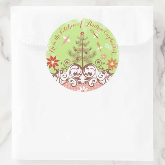 クリスマスのラベルの台所からの天使の道具 ラウンドシール (バッグ)