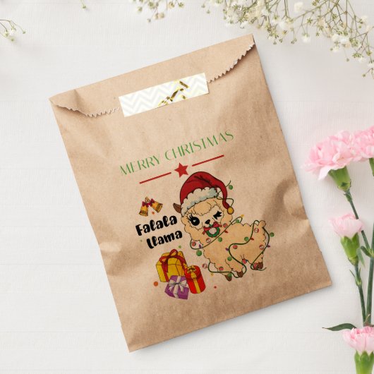 クリスマスのラマお菓子袋 フェイバーバッグ (封をした状態)