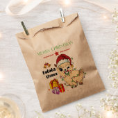 クリスマスのラマお菓子袋 フェイバーバッグ (クリップ留めされた状態)
