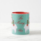 クリスマスのラマのカスタム マグカップ (中央)