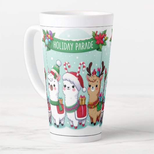 クリスマスのラマ カフェラテマグ (左アングル)