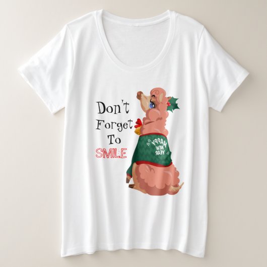 クリスマスのラマ プラスサイズTシャツ (デザイン正面)