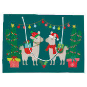 クリスマスのラマ ラージペーパーバッグ (裏面)
